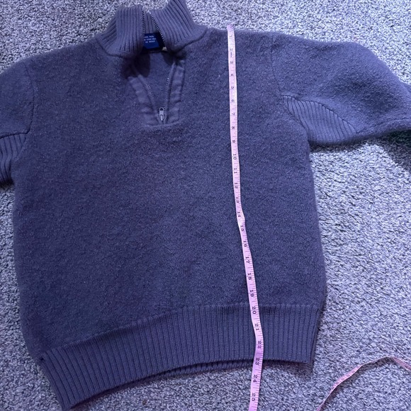 Mens Gray Wool Blend Half Zip Mock Neck Sweater Pullover Warm Vintage - Picture 8 of 10